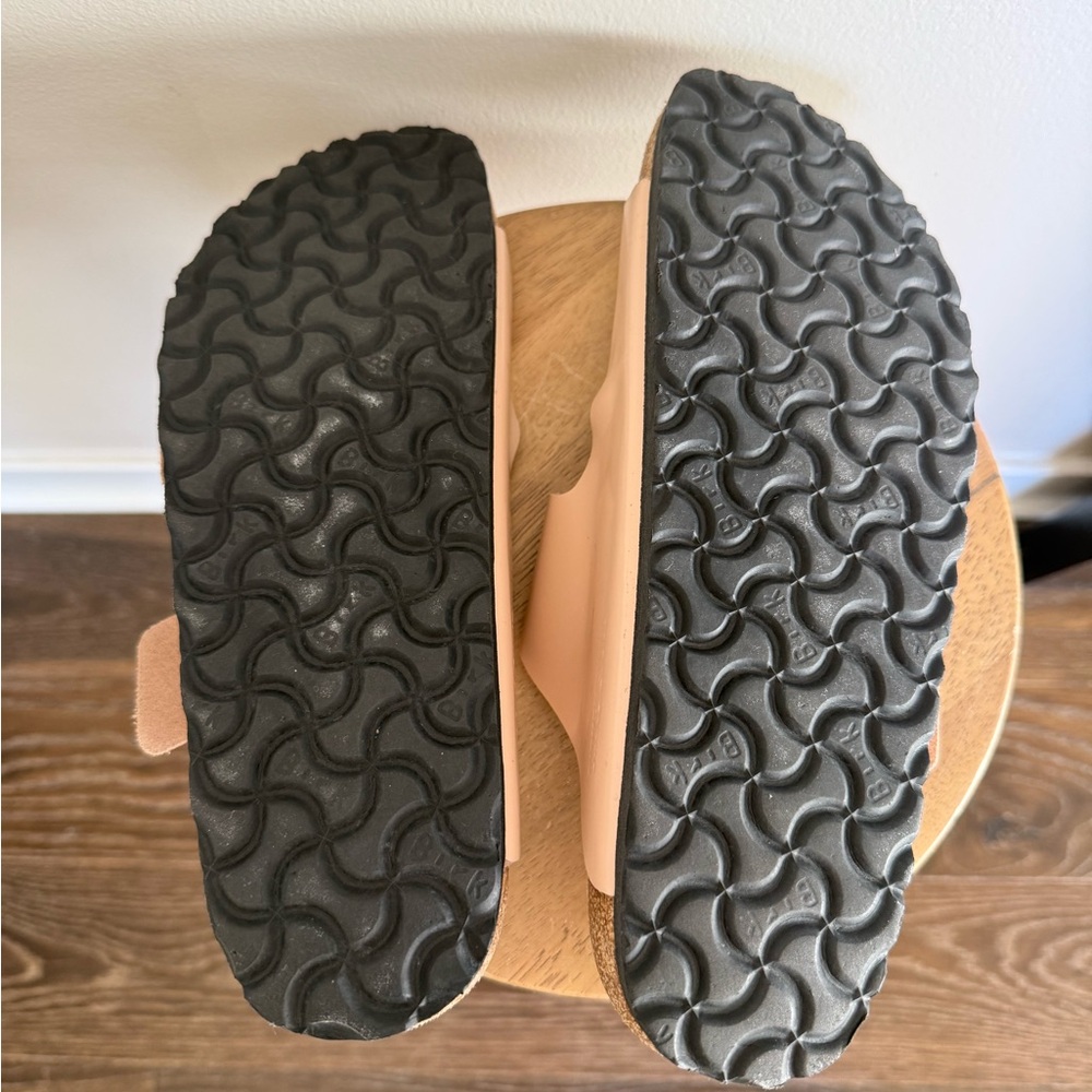 Birkenstock Tan Sandals with Gold Buckles - Picture 6 of 7